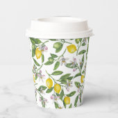 Zitronenzweige mit Blüten und Früchten Pappbecher (Rückseite)