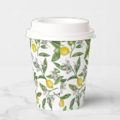 Zitronenzweige mit Blüten und Früchten Pappbecher (Rechts)