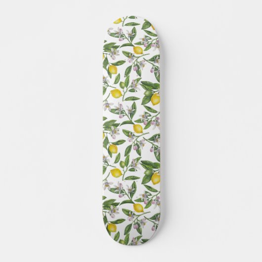Zitronenzweige mit Blüten und Früchten Skateboard (Vorne)