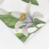 Zitronenzweige mit Blüten und weißen Früchten Fleecedecke (Ecke)