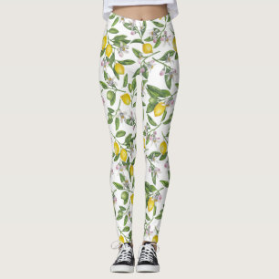 Zitronenzweige mit Blüten und weißen Früchten Leggings