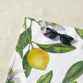 Zitronenzweige mit Blüten und weißen Früchten Strandtuch (Beispiel)