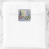 Zitronige Abstraktion Quadratischer Aufkleber (Tasche)