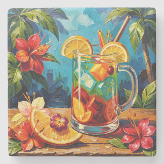 Zitrus-Beeren-Sangria-Tropengetränk Steinuntersetzer
