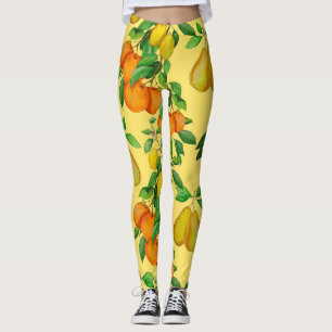Zitrus, Birne, Kirsche: Aquarelldruck. Leggings
