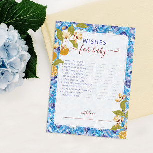 Zitrus Blau Gelbe Zitrone Amalfi-Küste Baby Shower Einladung