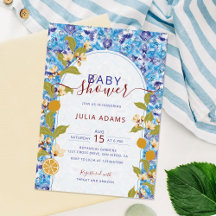 Zitrus Blau Gelbe Zitrone Amalfi-Küste Baby Shower