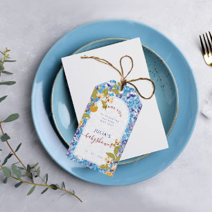 Zitrus Blau Gelbe Zitrone Amalfi-Küste Baby Shower Geschenkanhänger