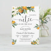 Zitrus Blumen Baby Shower Einladung (Stehend Vorderseite)