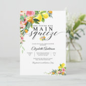 Zitrus Blumen Hochzeitsdusche Einladung (Stehend Vorderseite)