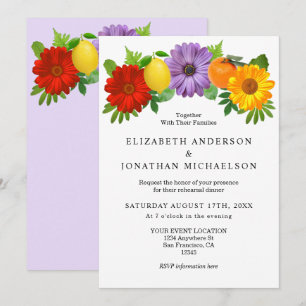 Zitrus-Blumengarten-Hochzeitsprobe-Dinner Einladung