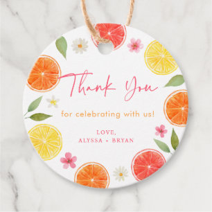 Zitrus-Blüten-Hochzeitsdusche Zitrone Orange Geschenkanhänger