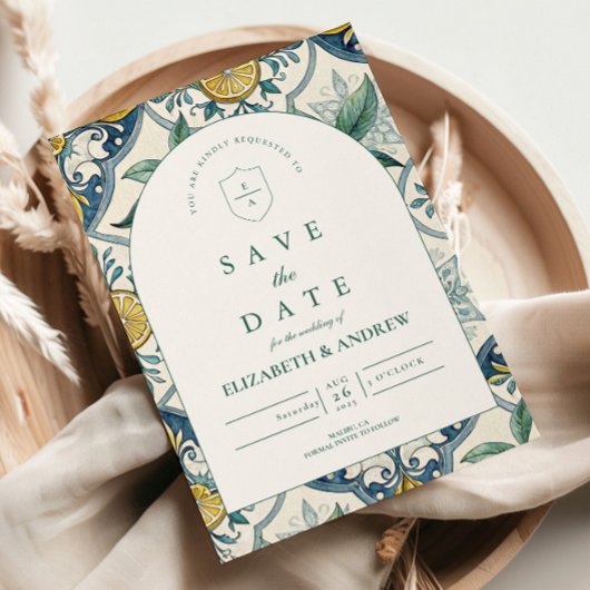 Zitrus Botanischer Sommerhochzeit Save The Date