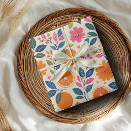 Zitrus Botanisches Florales Geschenkpapier