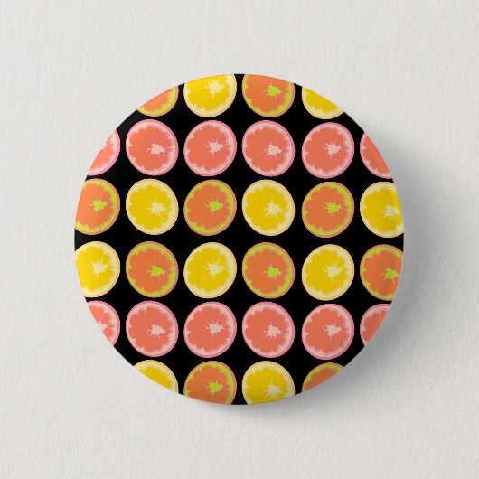 Zitrus Candy Lemon Fruchtmuster Button (Vorderseite)