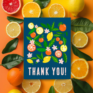 Zitrus-Feier Dankeschön-Zitronen Orangen nach Maß Postkarte