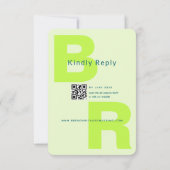 Zitrus Grün Bold Initial QR Hochzeit Einladung (Rückseite)