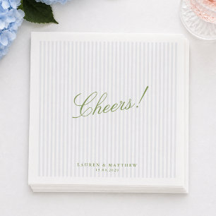 Zitrus Grün Cheers Hellblaue Streifen Hochzeitsnac Serviette
