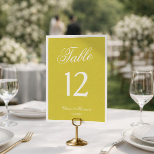 Zitrus-Hochzeit Gelb Elegante Tischnummer