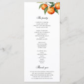 Zitrus Hochzeitsprogramm | Mediterrane Orange Menükarte (Rückseite)