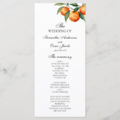 Zitrus Hochzeitsprogramm | Mediterrane Orange Menükarte (Vorderseite)
