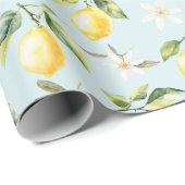 Zitrus Lemon Frucht florales botanisches Muster Geschenkpapier (Rolleneckpunkt)