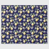 Zitrus Lemon Frucht florales botanisches Muster Geschenkpapier (Flach)