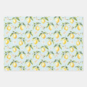 Zitrus Lemon Frucht florales botanisches Muster Geschenkpapier Set (Vorderseite 3)