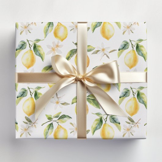 Zitrus Lemon Frucht florales botanisches Muster Geschenkpapier Set