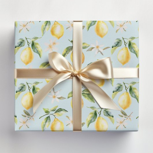 Zitrus Lemon Frucht florales botanisches Muster Geschenkpapier Set