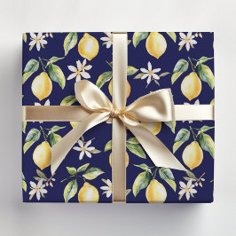 Zitrus Lemon Frucht florales botanisches Muster Geschenkpapier Set
