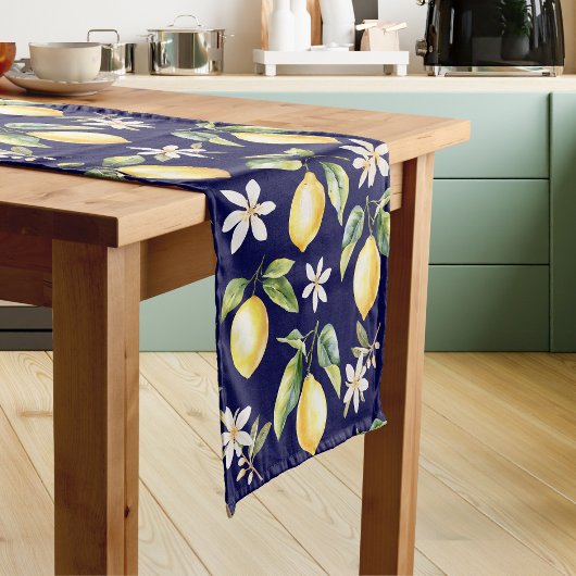 Zitrus Lemon Frucht florales botanisches Muster Kurzer Tischläufer