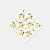 Zitrus Lemon Frucht florales botanisches Muster Serviette (Ecke)