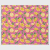 Zitrus Lemon Frucht rosa Muster Geschenkpapier (Flach)
