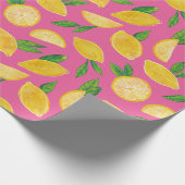 Zitrus Lemon Frucht rosa Muster Geschenkpapier (Ecke)