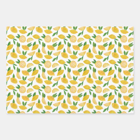 Zitrus Lemon Fruchtmuster Tissue Geschenkpapier Set (Vorderseite 2)