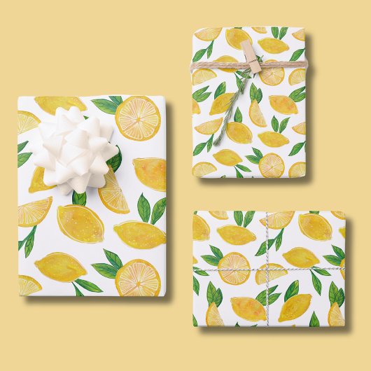 Zitrus Lemon Fruchtmuster Tissue Geschenkpapier Set