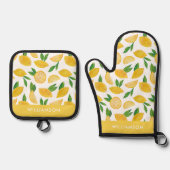 Zitrus-Lemon-Muster Ofenhandschuh & Topflappen-Set (Vorderseite)