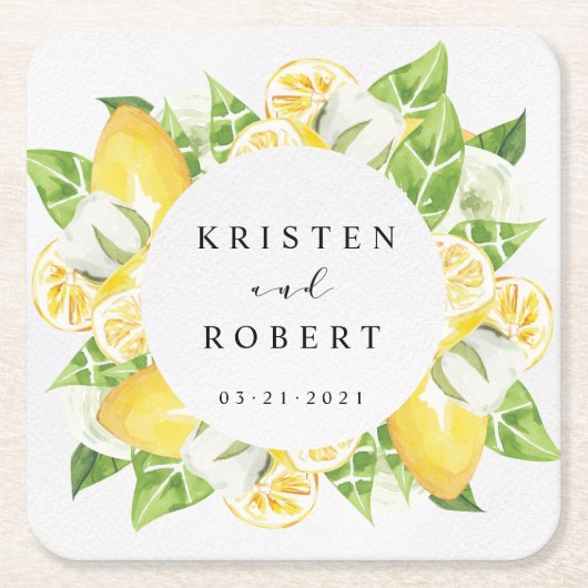 Zitrus Lemon Tree Frucht Blumenzehen Rechteckiger Pappuntersetzer (Vorderseite)