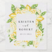 Zitrus Lemon Tree Fruit Floral Wedding Wine Label Weinetikett (Einzelnes Label)