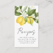 Zitrus Lemons Brautparty Rezept Anfrage Begleitkarte (Vorderseite)