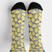 Zitrus-Limette-Mittelmeerblaue Fliese Aquarell Socken (Oben)