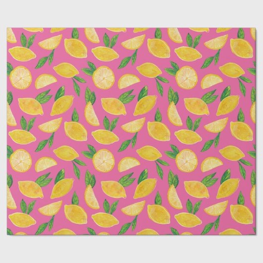 Zitrus-Limonen-Frucht rosa Muster Geschenkpapier (Saum)