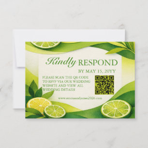 Zitrus-Limonen-Grün-Hochzeit QR-Code RSVP Karte