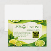 Zitrus-Limonen-Grün-Hochzeit QR-Code RSVP Karte (Vorne/Hinten)