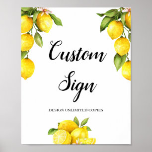 Zitrus-Limonen-Sommer-Personalisiertes-Schild-selb Poster