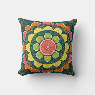 Zitrus-Mandala-Medaillon-Wurfkissen Kissen