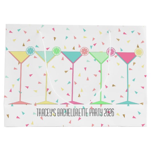 Zitrus Martini Cocktail Konfetti Party Feier Große Geschenktüte (Rückseite)