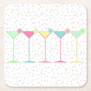 Zitrus Martini Cocktail Konfetti Party Feier Rechteckiger Pappuntersetzer