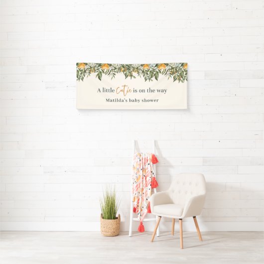 Zitrus, Orange + Blüte kleine Süsse Babydusche Banner (Insitu)